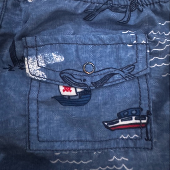 Mud Pie Little Baby Boy Swim Trunks Blue Sailboats Elastic Waist Sz Sm 2T-3T - Picture 4 of 7